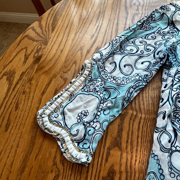 Lilly Pulitzer Sarah Tunic Dress Beaded Jeweled Neck Line Sleeves M Pale Blue - Picture 7 of 11